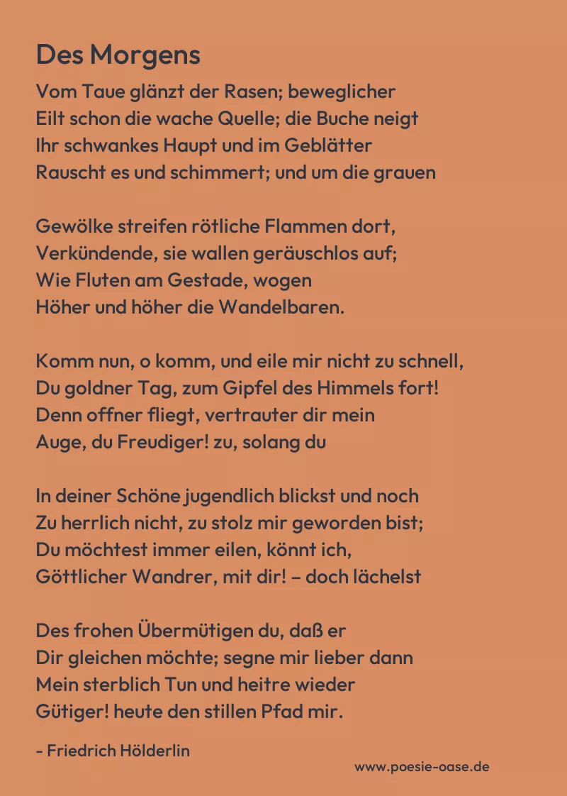 Gedicht: Des Morgens von Friedrich Hölderlin