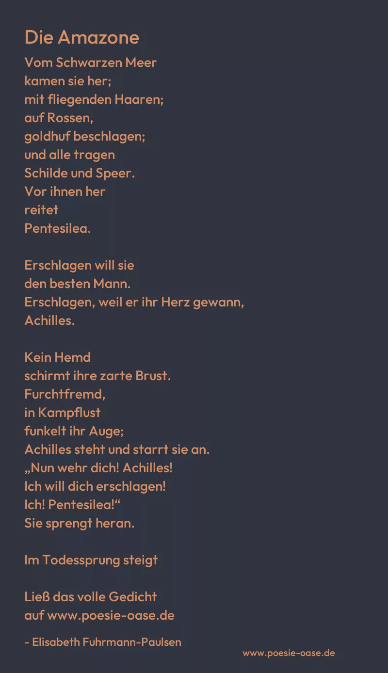 Gedicht: Die Amazone von Elisabeth Fuhrmann-Paulsen