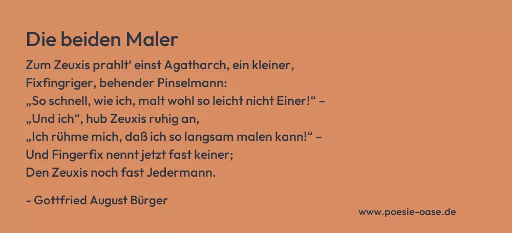 Gedicht: Die beiden Maler von Gottfried August Bürger