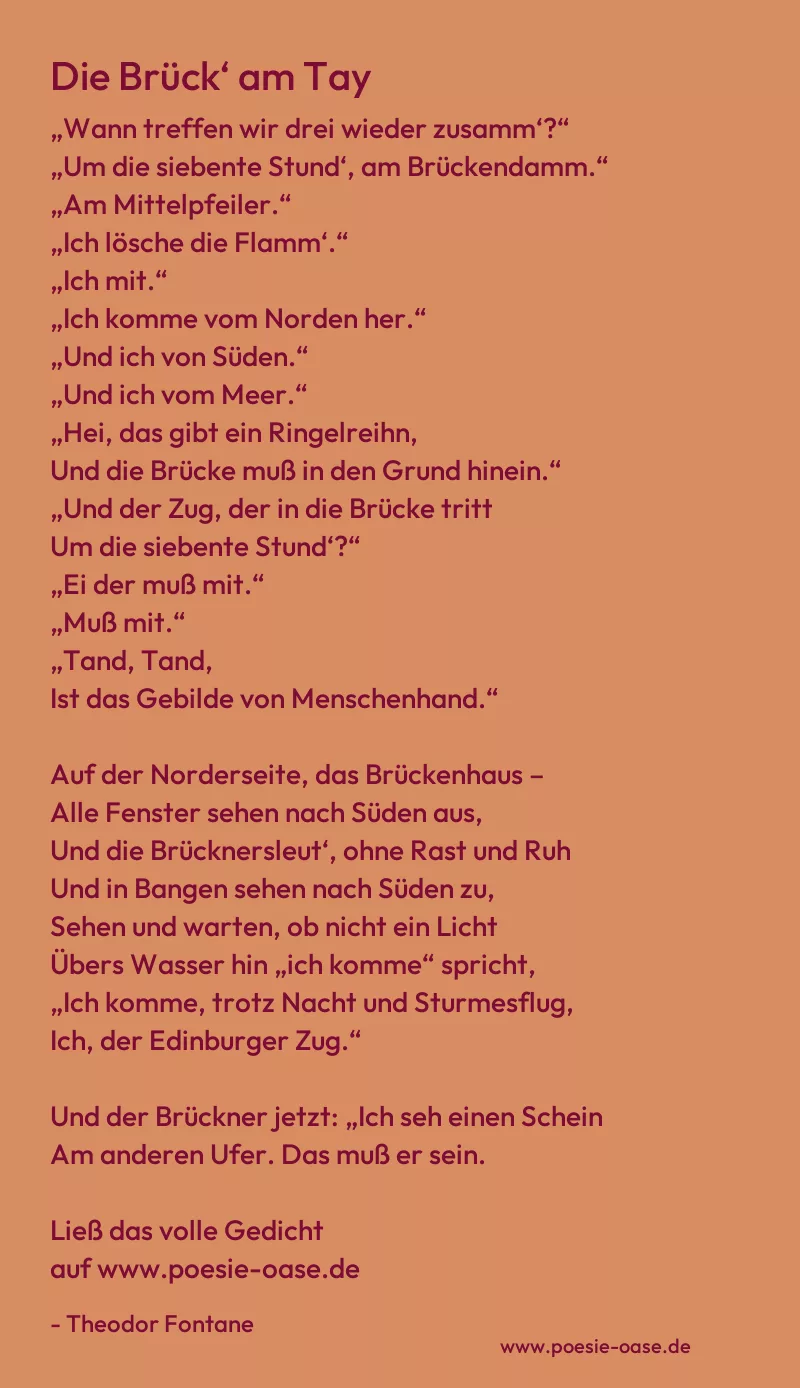 Gedicht: Die Brück‘ am Tay von Theodor Fontane