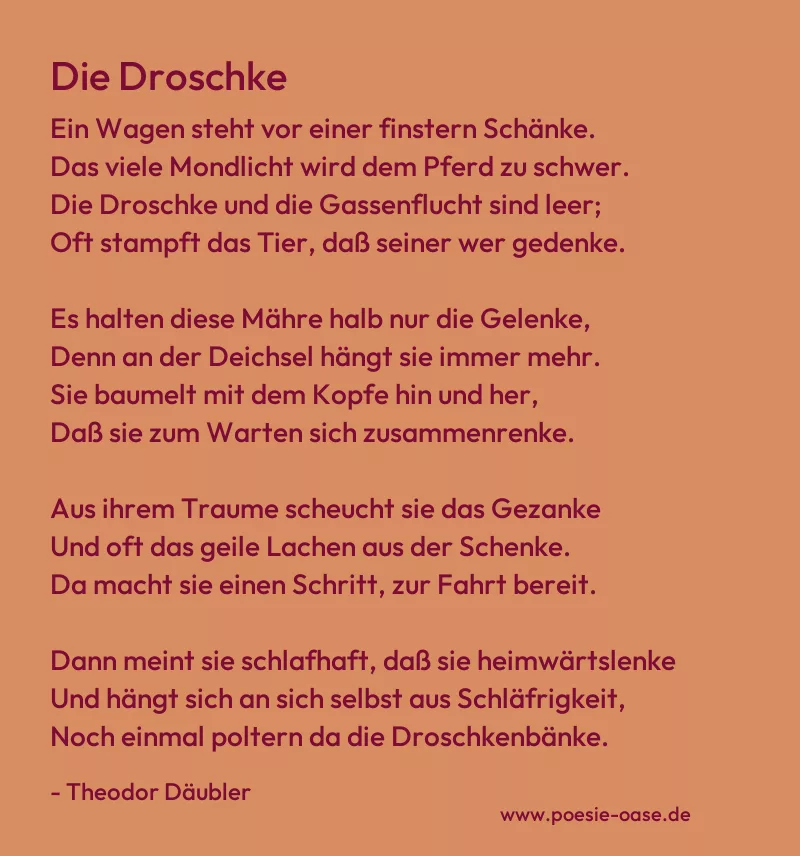 Gedicht: Die Droschke von Theodor Däubler