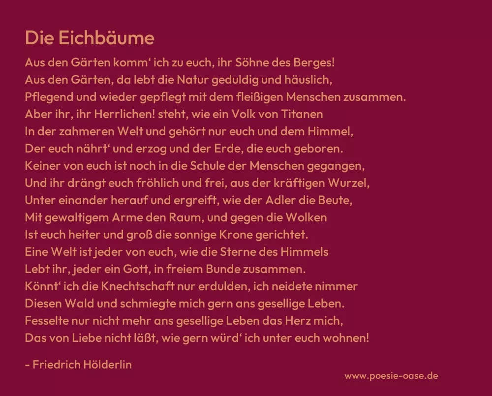 Gedicht: Die Eichbäume von Friedrich Hölderlin
