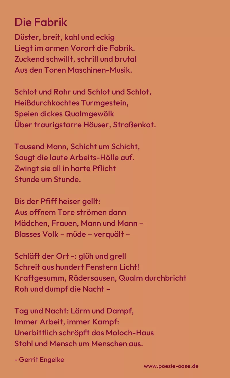 Gedicht: Die Fabrik von Gerrit Engelke