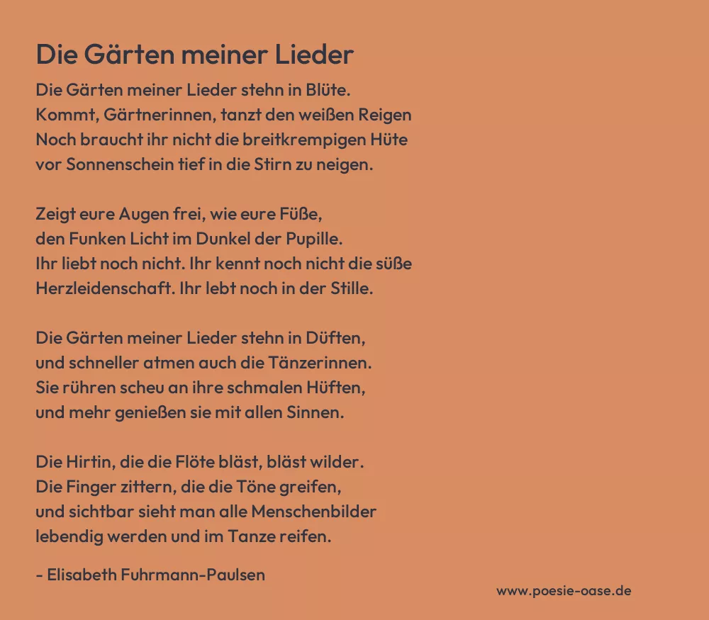 Gedicht: Die Gärten meiner Lieder von Elisabeth Fuhrmann-Paulsen