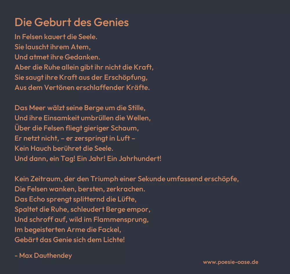 Gedicht: Die Geburt des Genies von Max Dauthendey