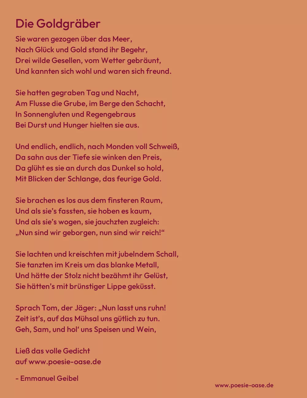 Gedicht: Die Goldgräber von Emmanuel Geibel
