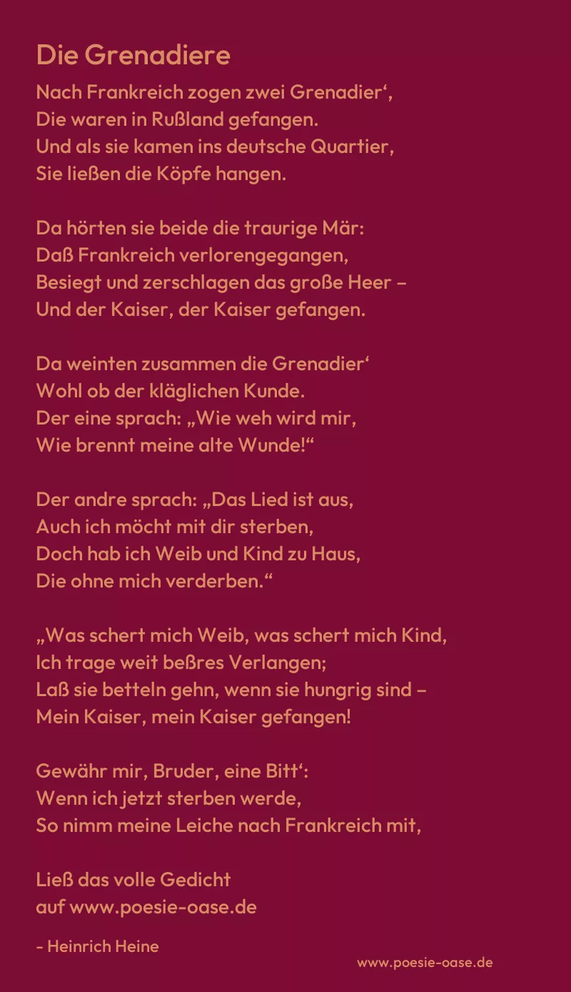 Gedicht: Die Grenadiere von Heinrich Heine