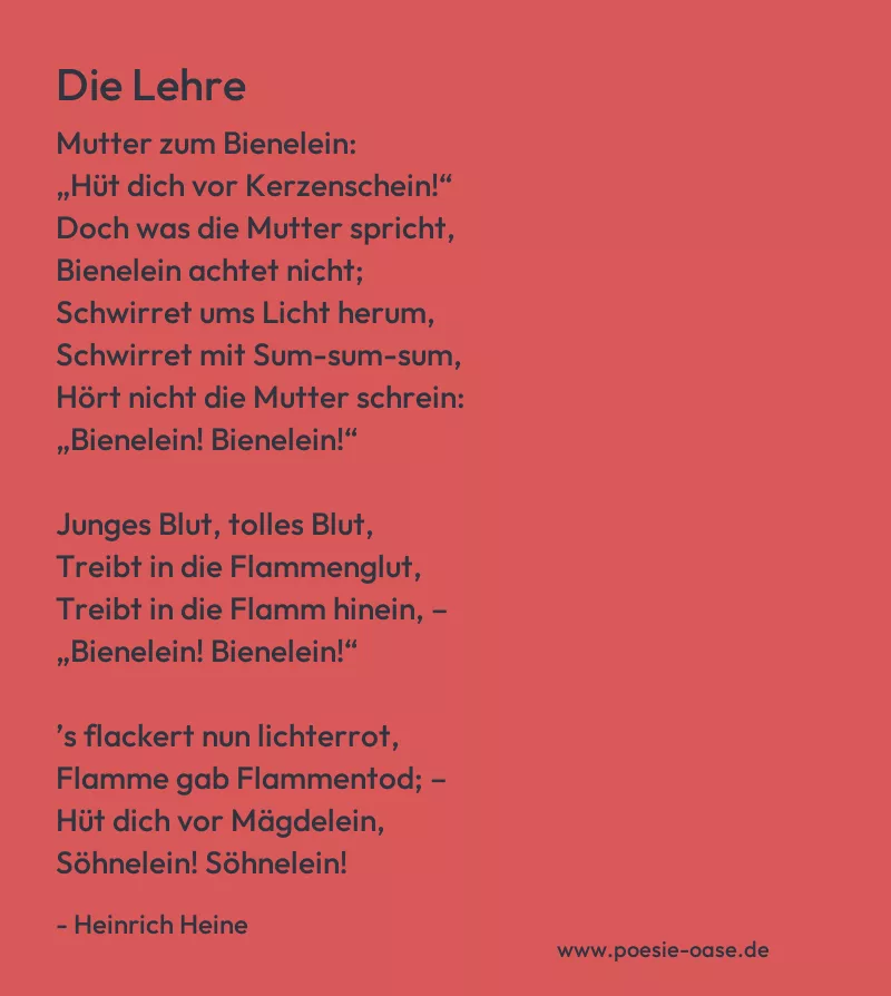 Gedicht: Die Lehre von Heinrich Heine