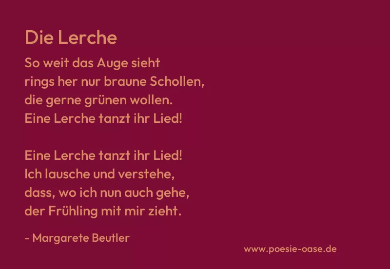 Gedicht: Die Lerche von Margarete Beutler
