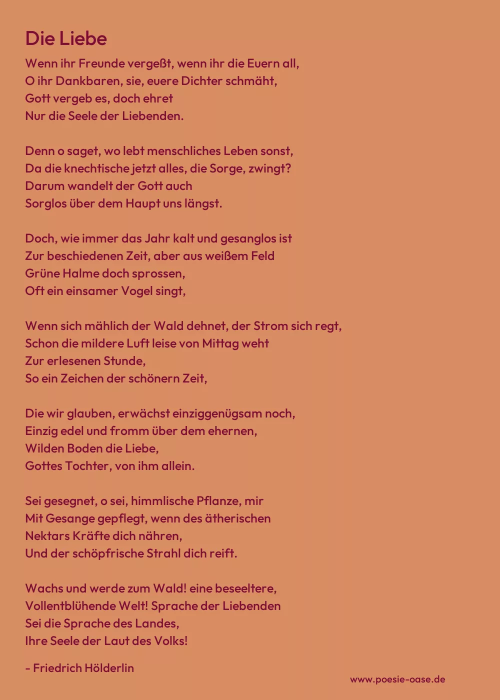 Gedicht: Die Liebe von Friedrich Hölderlin