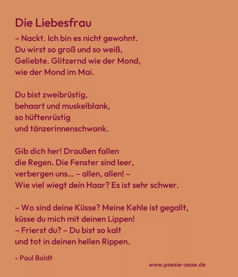 Gedicht: Die Liebesfrau von Paul Boldt