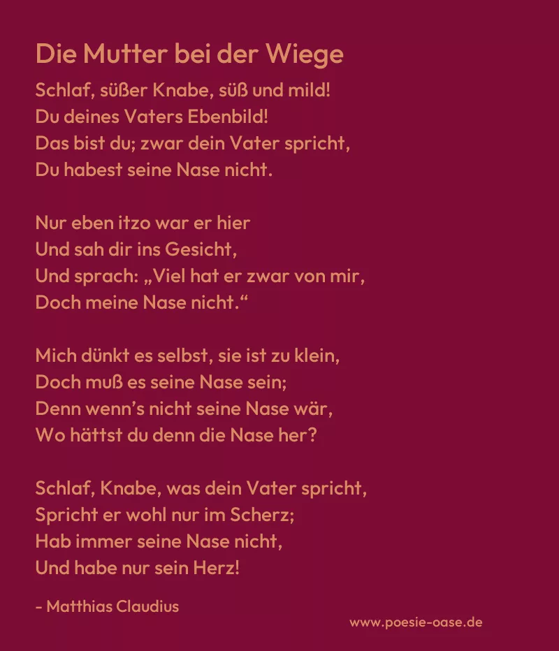 Gedicht: Die Mutter bei der Wiege von Matthias Claudius