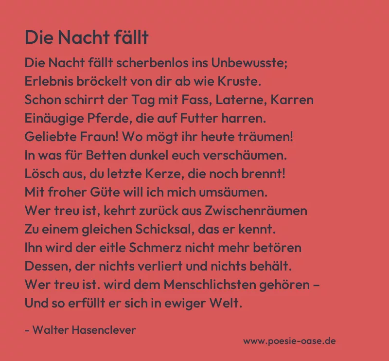 Gedicht: Die Nacht fällt von Walter Hasenclever
