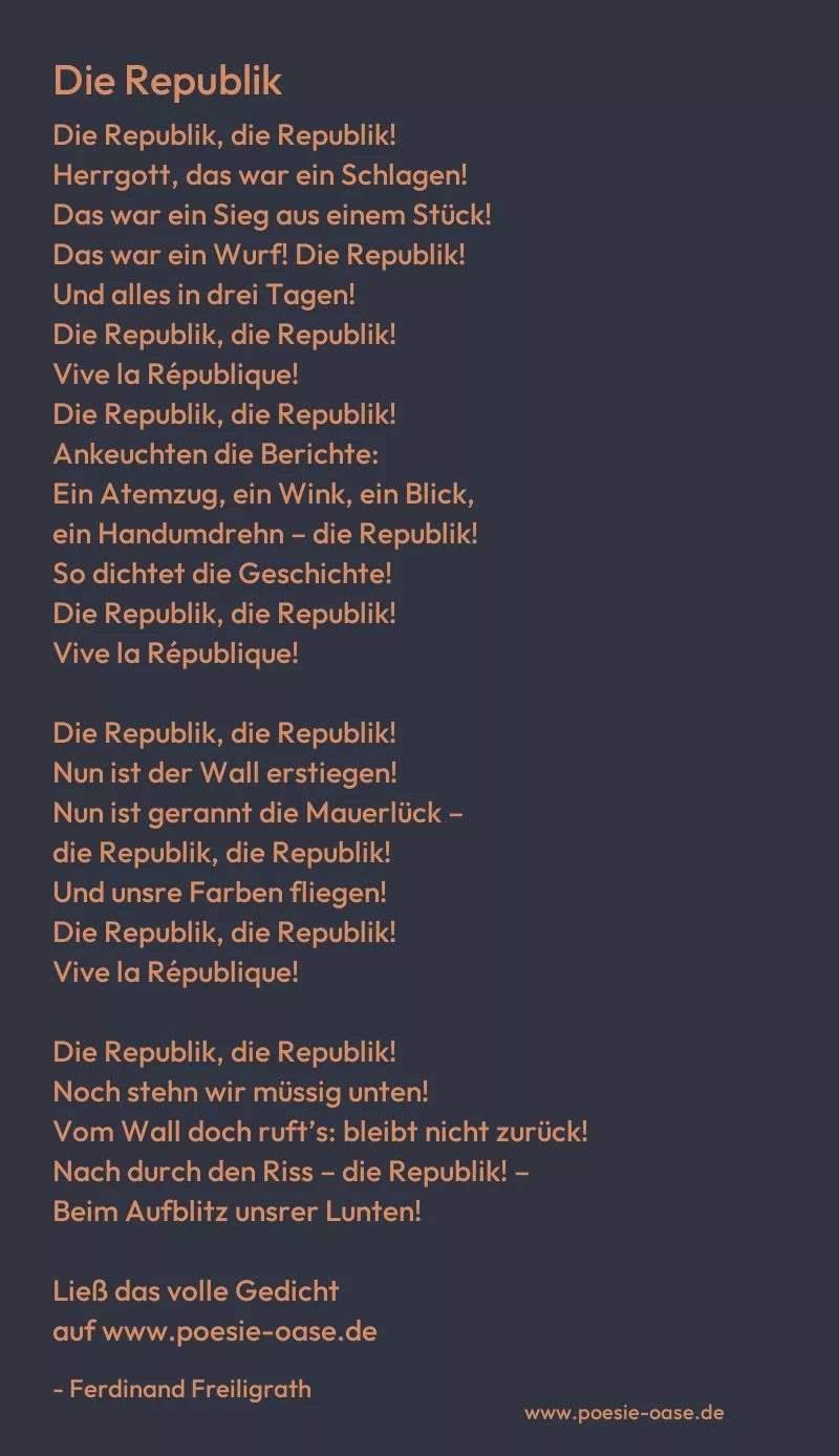 Gedicht: Die Republik von Ferdinand Freiligrath