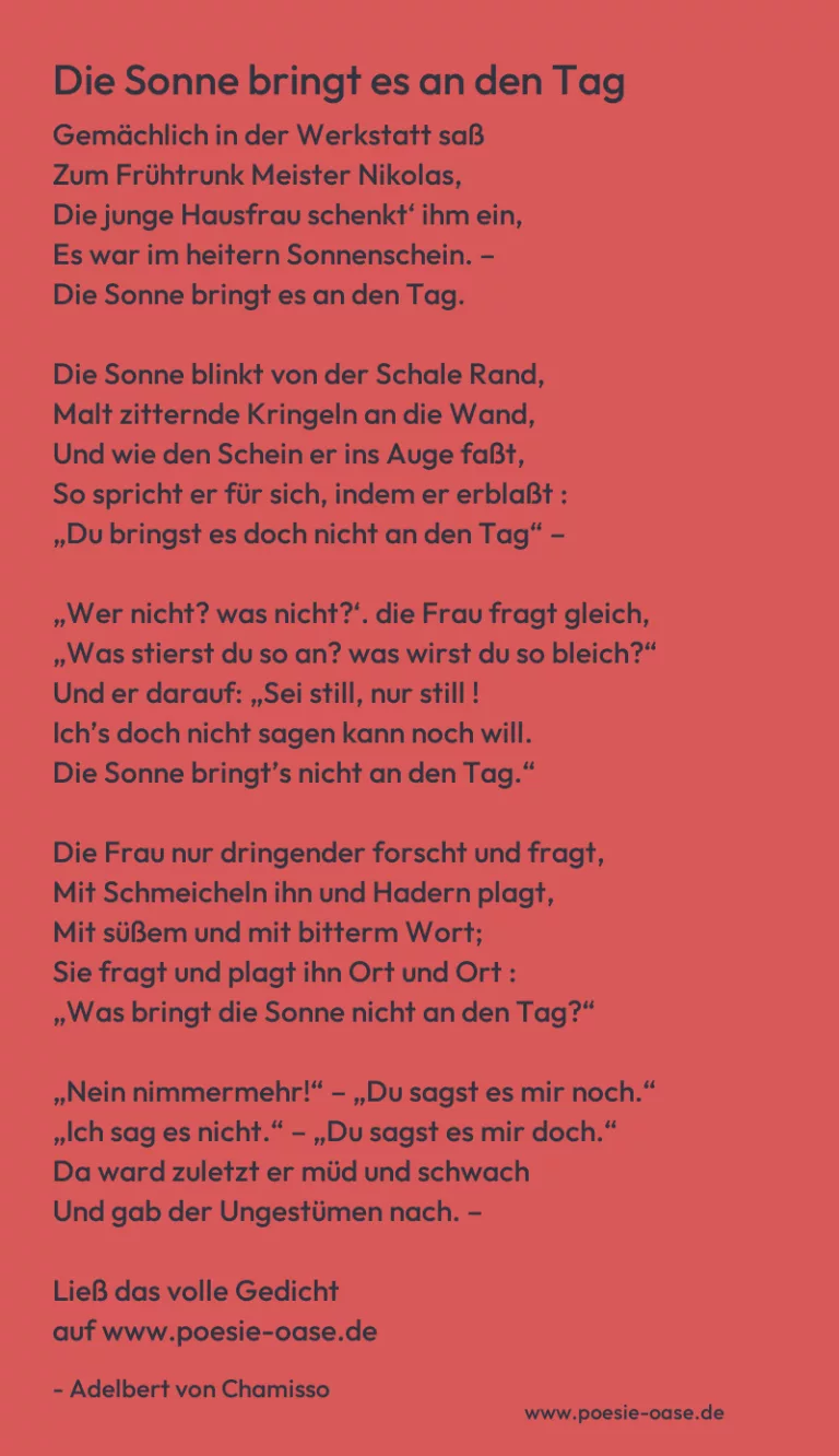 Die Sonne bringt es an den Tag