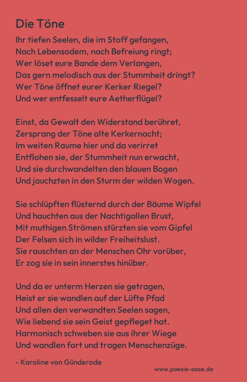 Gedicht: Die Töne von Karoline von Günderode