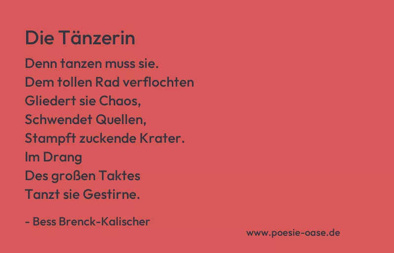 Gedicht: Die Tänzerin von Bess Brenck-Kalischer