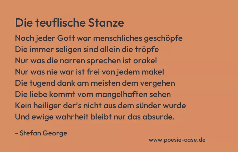 Gedicht: Die teuflische Stanze von Stefan George