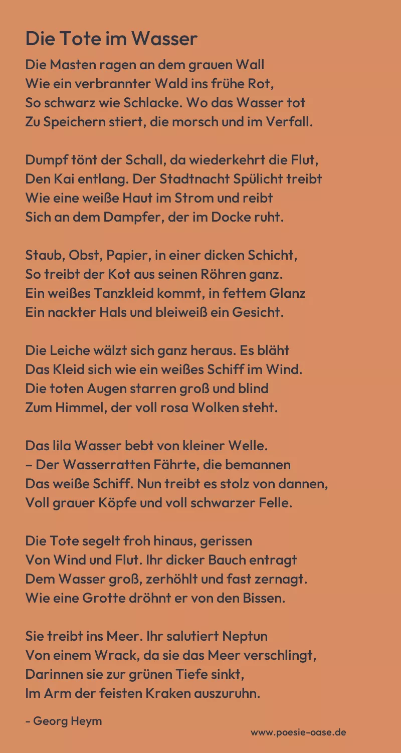 Gedicht: Die Tote im Wasser von Georg Heym