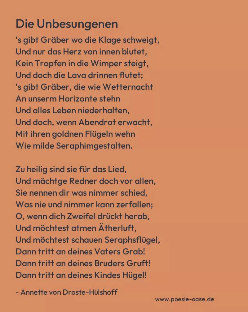 Gedicht: Die Unbesungenen von Annette von Droste-Hülshoff