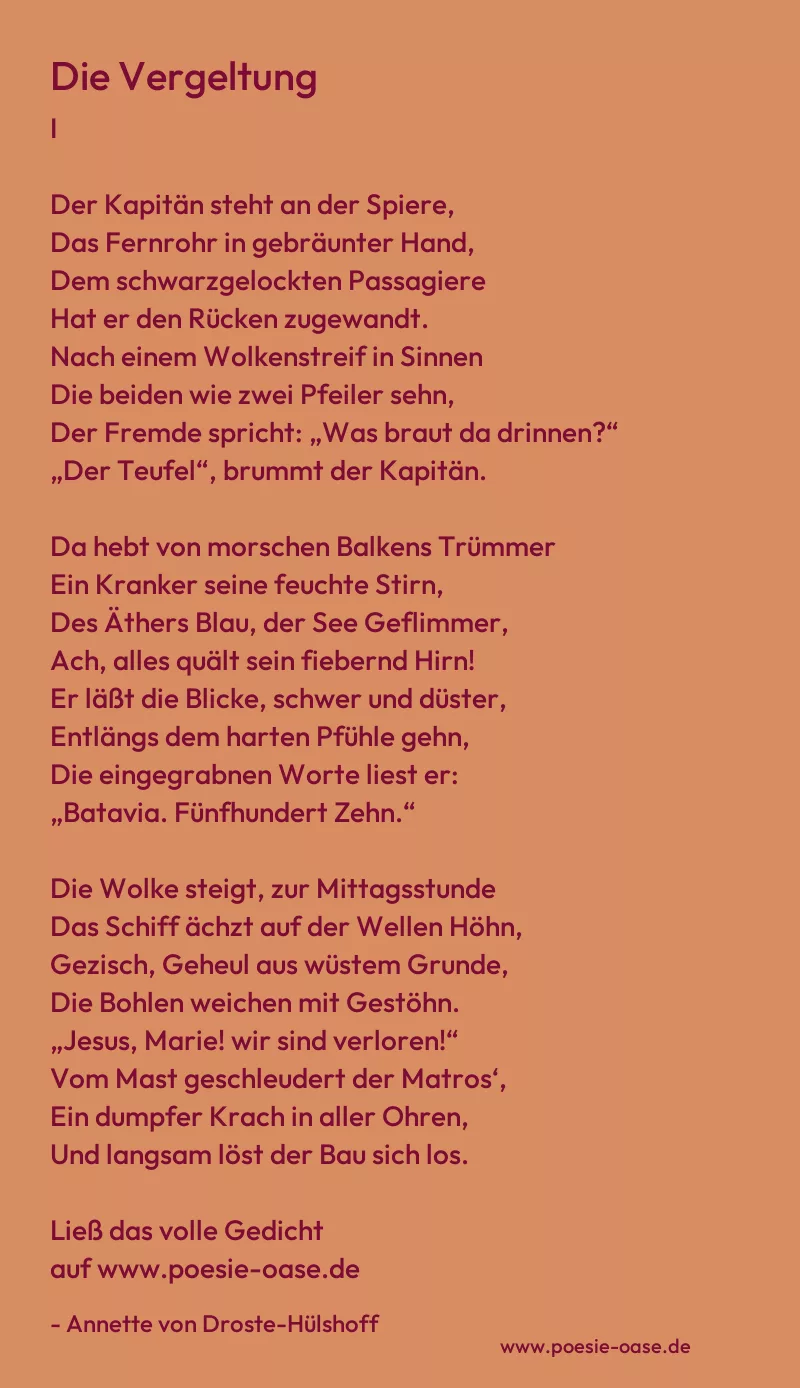 Gedicht: Die Vergeltung von Annette von Droste-Hülshoff