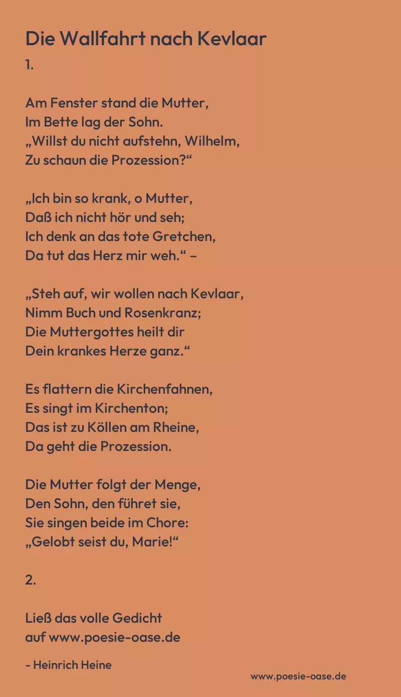 Gedicht: Die Wallfahrt nach Kevlaar von Heinrich Heine