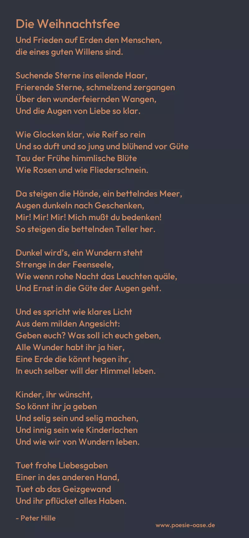Gedicht: Die Weihnachtsfee von Peter Hille