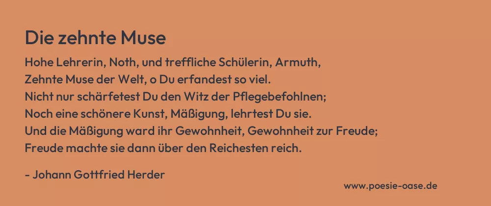 Gedicht: Die zehnte Muse von Johann Gottfried Herder