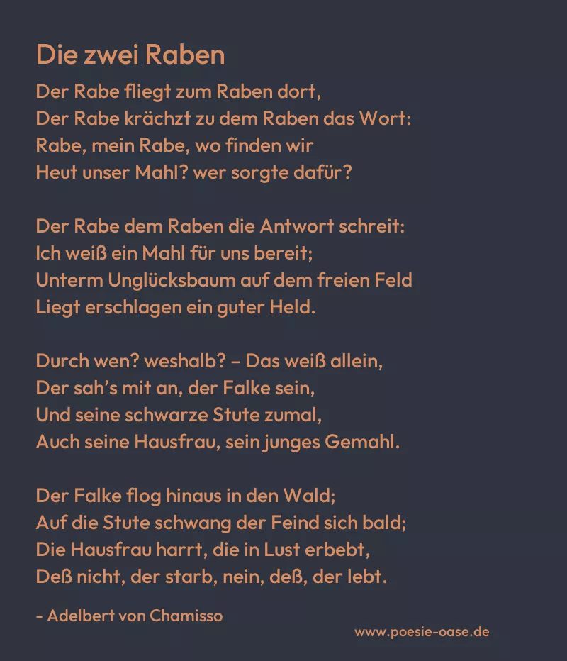 Gedicht: Die zwei Raben von Adelbert von Chamisso