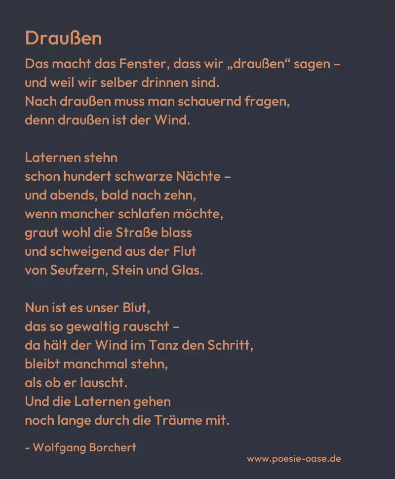 Gedicht: Draußen von Wolfgang Borchert