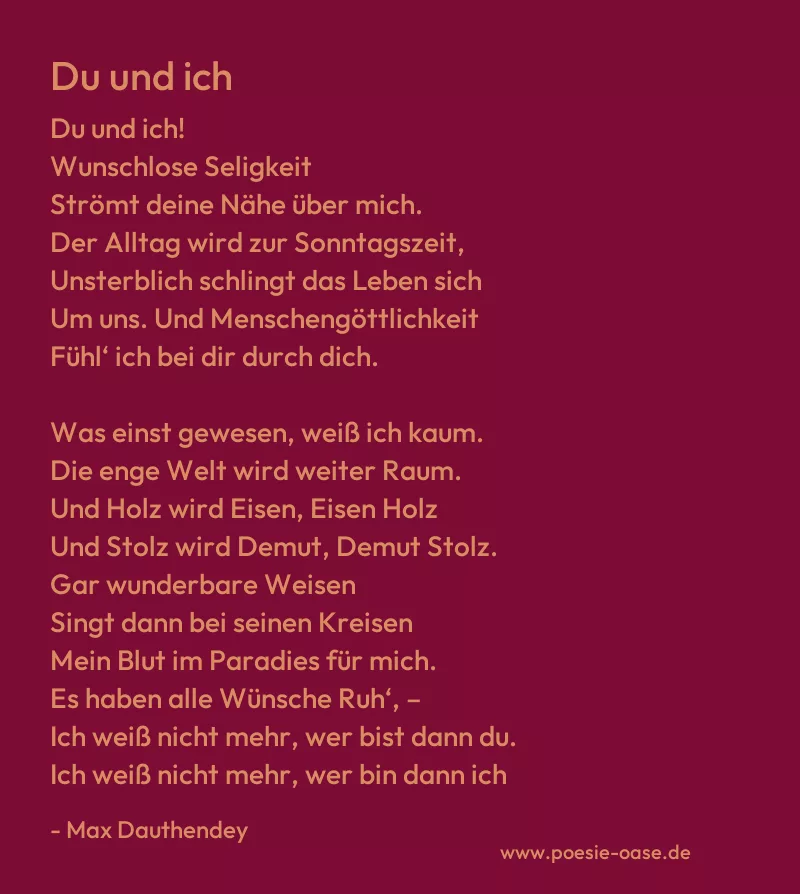 Gedicht: Du und ich von Max Dauthendey