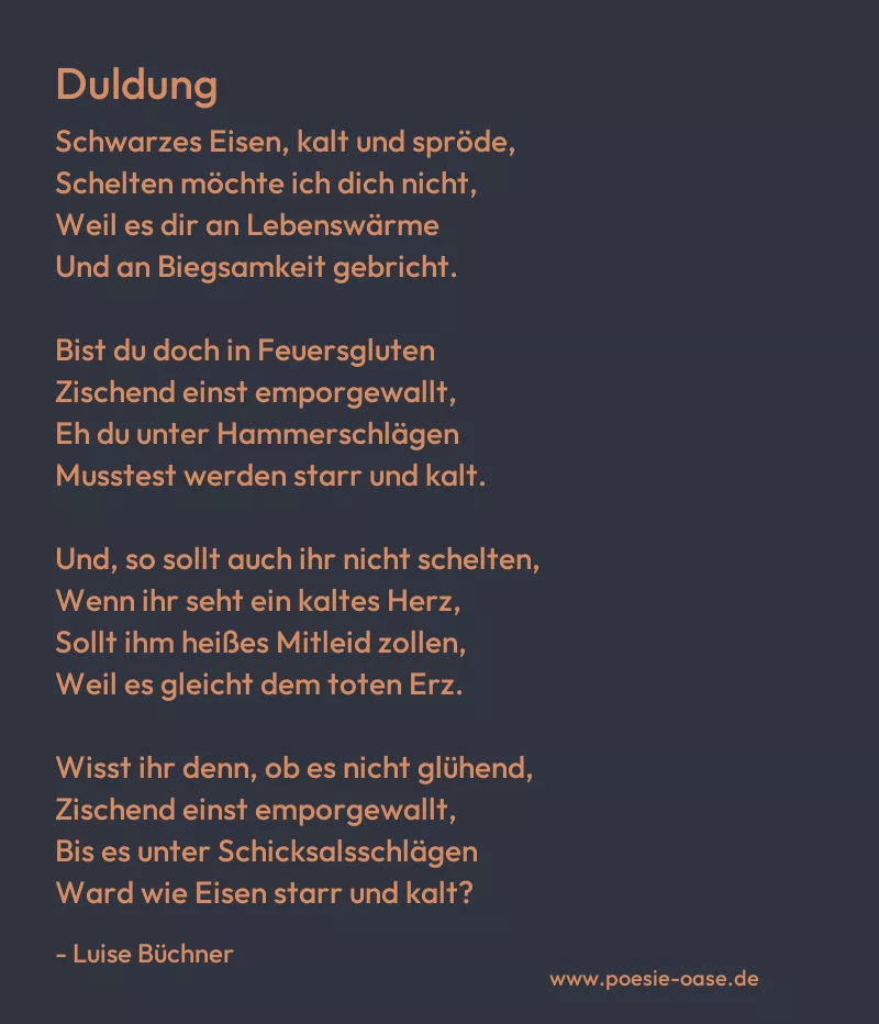 Gedicht: Duldung von Luise Büchner