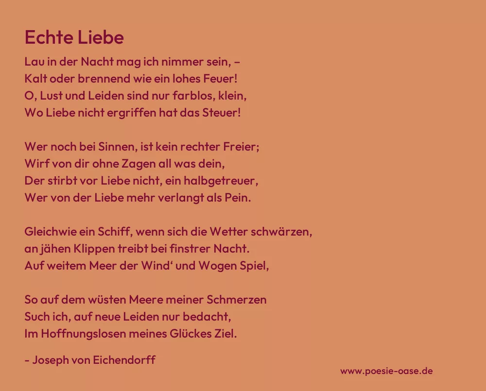 Gedicht: Echte Liebe von Joseph von Eichendorff