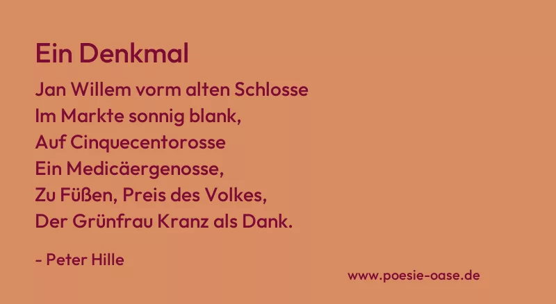 Gedicht: Ein Denkmal von Peter Hille