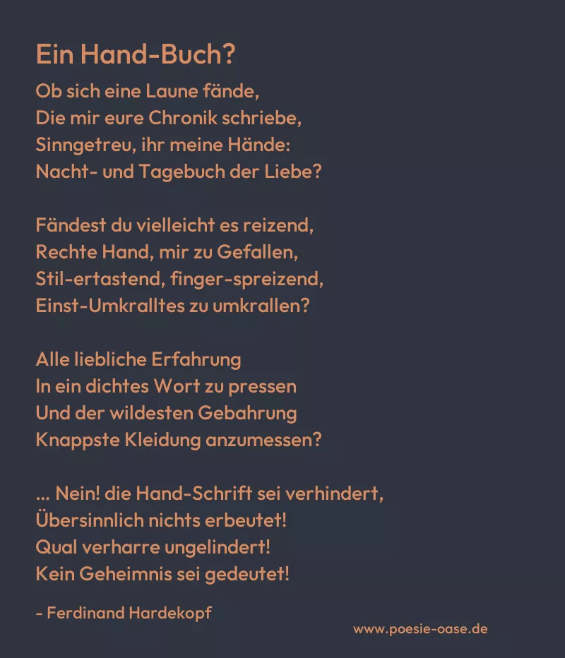 Gedicht: Ein Hand-Buch? von Ferdinand Hardekopf