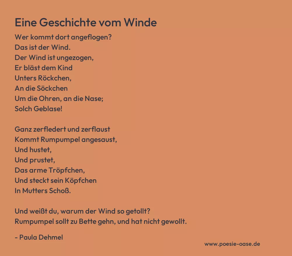 Gedicht: Eine Geschichte vom Winde von Paula Dehmel