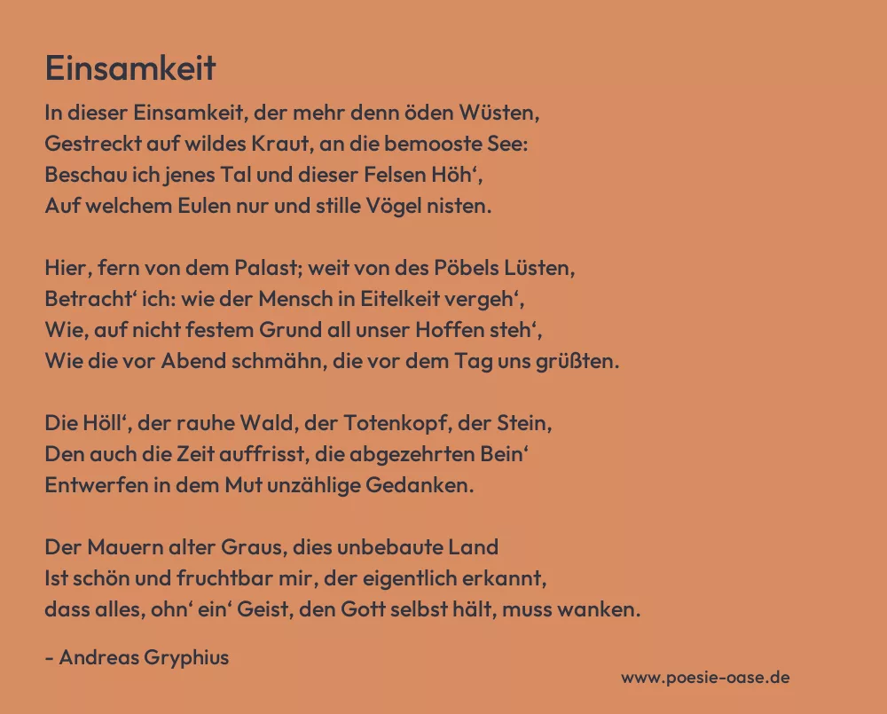 Gedicht: Einsamkeit von Andreas Gryphius