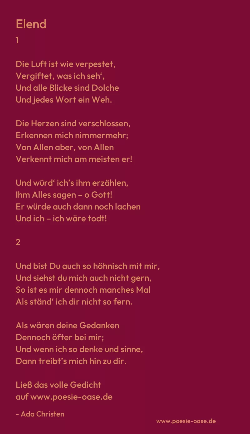 Gedicht: Elend von Ada Christen