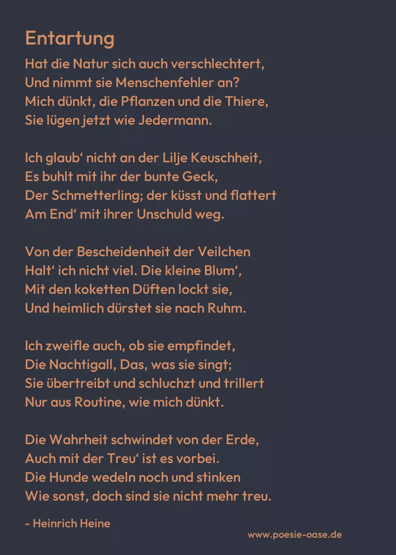 Gedicht: Entartung von Heinrich Heine