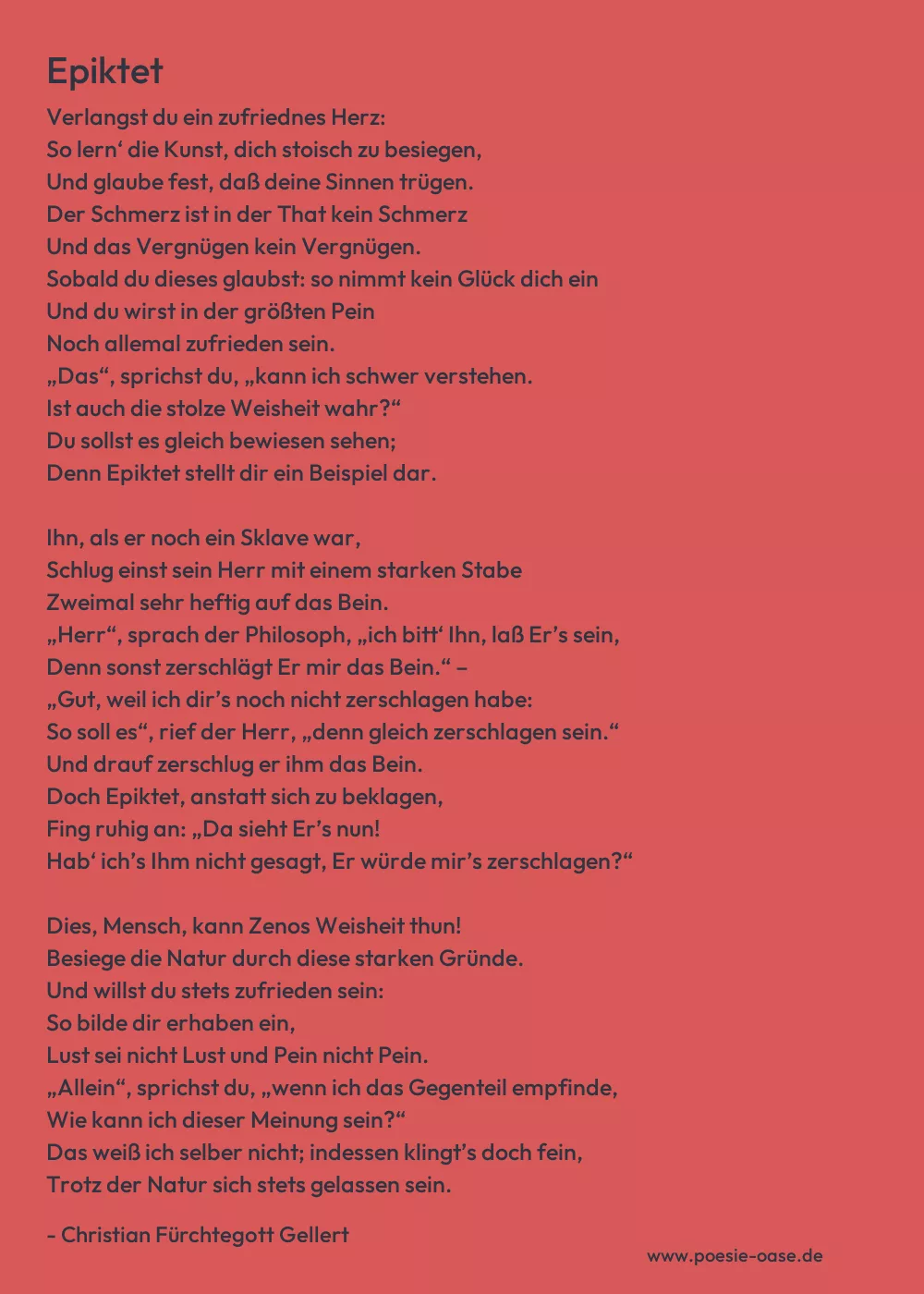 Gedicht: Epiktet von Christian Fürchtegott Gellert
