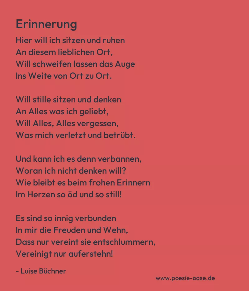 Gedicht: Erinnerung von Luise Büchner