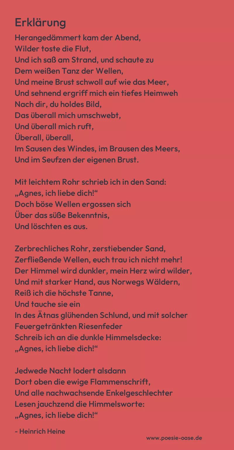 Gedicht: Erklärung von Heinrich Heine
