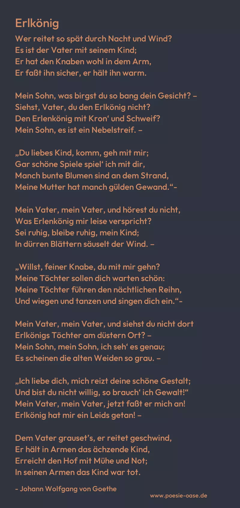 Gedicht: Erlkönig von Johann Wolfgang von Goethe