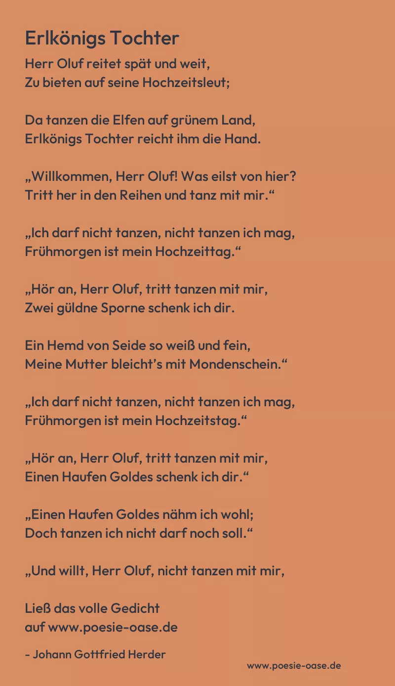 Gedicht: Erlkönigs Tochter von Johann Gottfried Herder