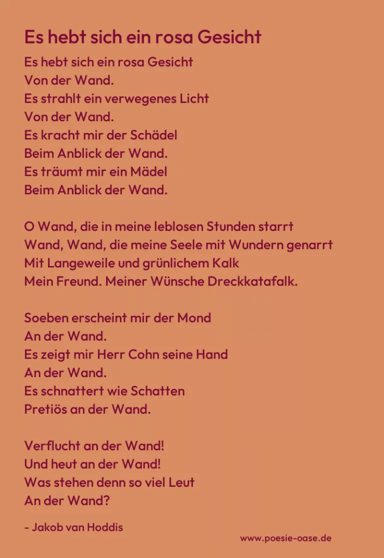 Es hebt sich ein rosa Gesicht