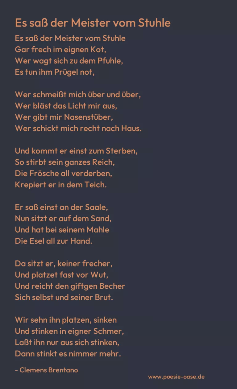 Es saß der Meister vom Stuhle