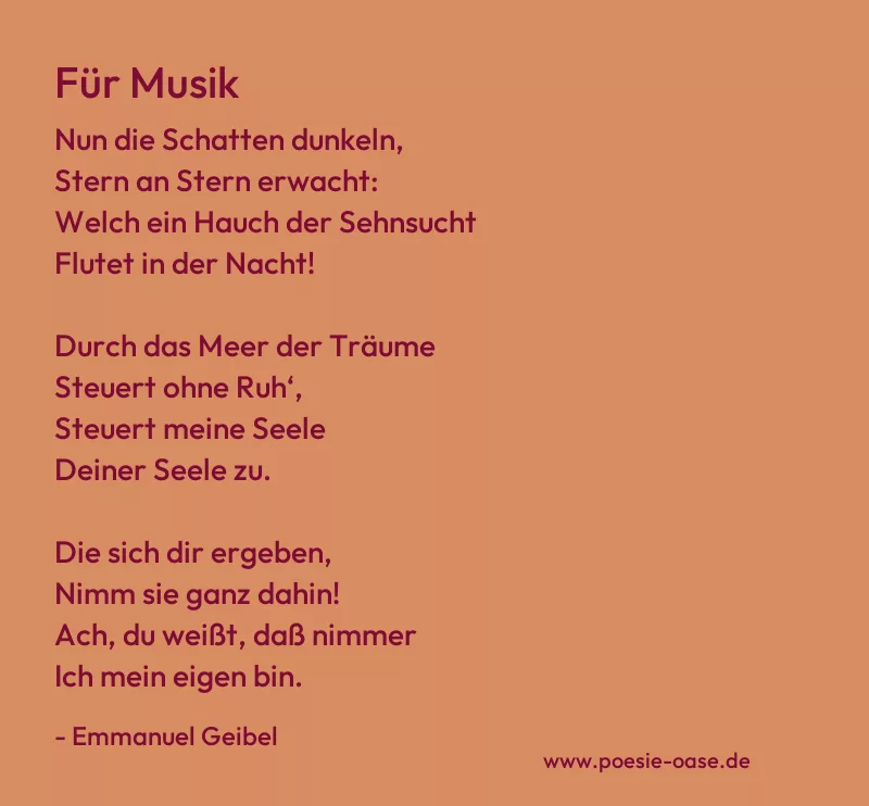 Gedicht: Für Musik von Emmanuel Geibel