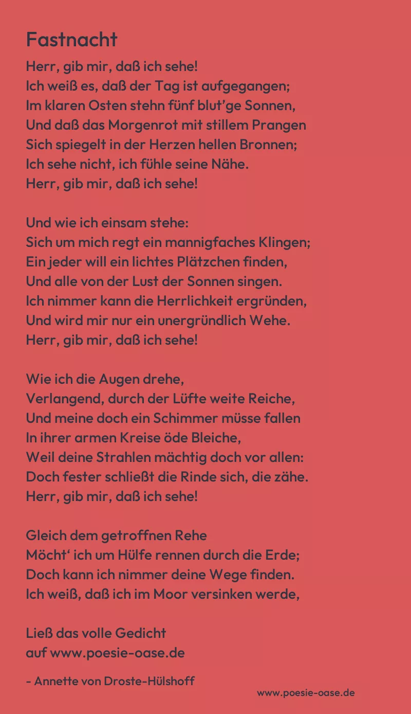 Gedicht: Fastnacht von Annette von Droste-Hülshoff
