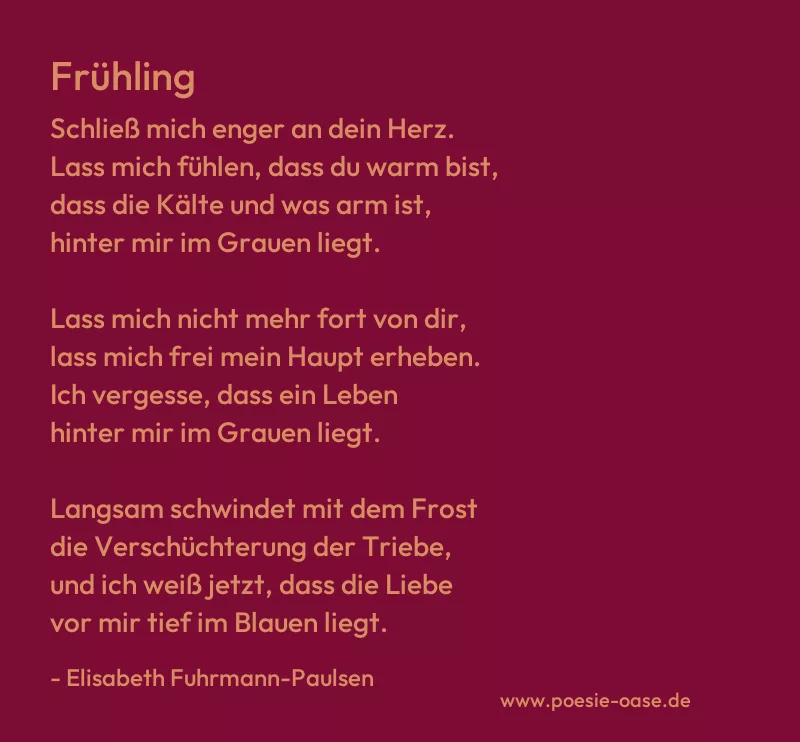Gedicht: Frühling von Elisabeth Fuhrmann-Paulsen