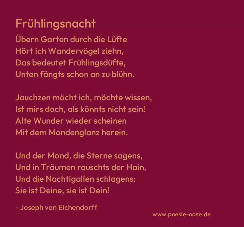 Gedicht: Frühlingsnacht von Joseph von Eichendorff